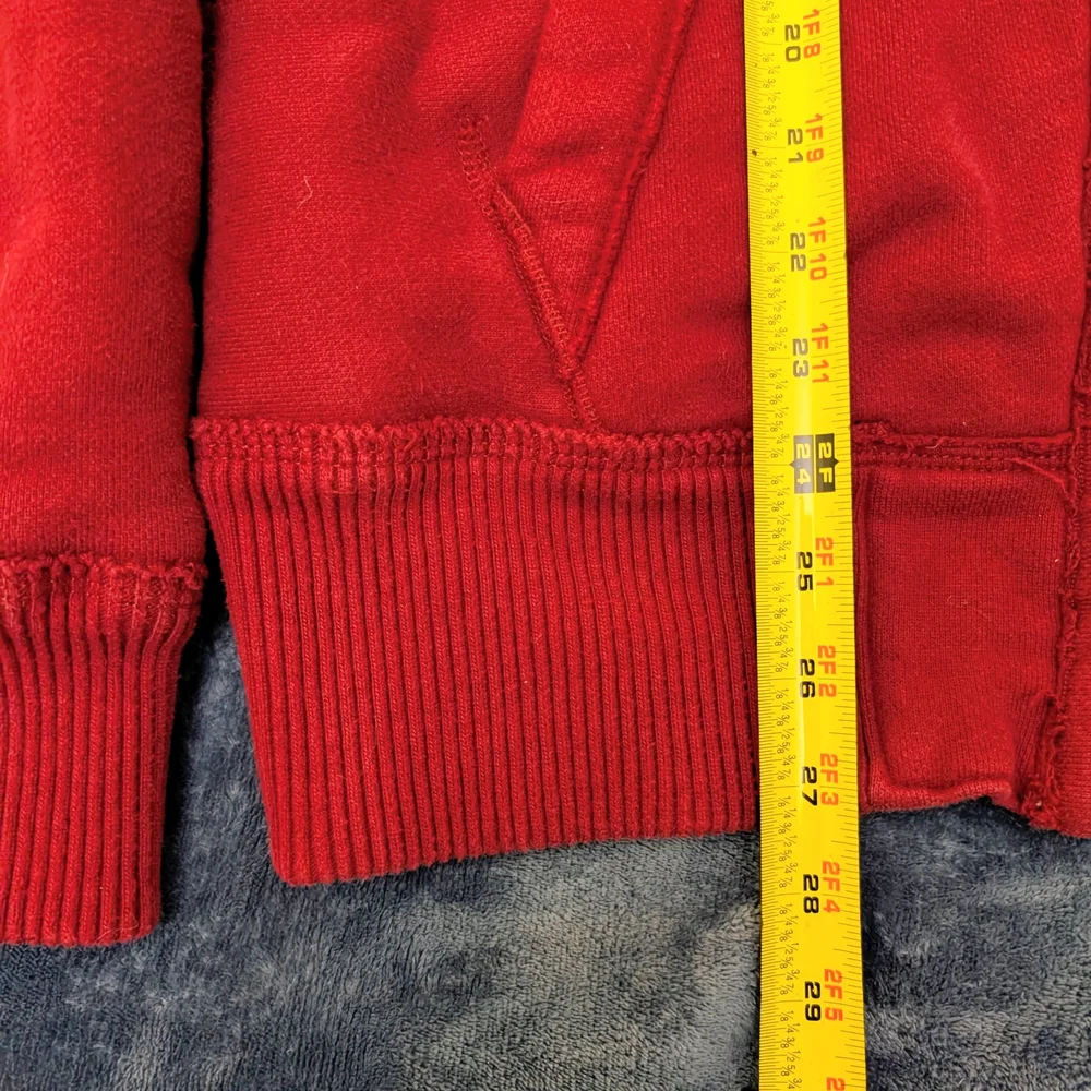 Vintage Abercrombie & Fitch Burgundy Hooded Sweatshirt Faux Fur Lining Rare. - Picture 4 of 9